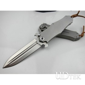 High-end T sharp double blade and titanium handle tactical folding knife UD405118